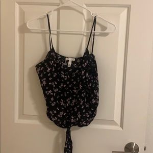 Leith Floral tie front tank top